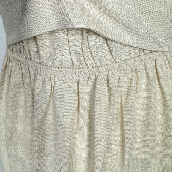 NWT Monteau Shirtdress Short Sleeves Linen Blend Belt Beige Medium Preppy - Picture 8 of 10